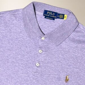 Polo Ralph Lauren Men's L Custom Slim Fit Lavender Cotton Short Sleeve Shirt
